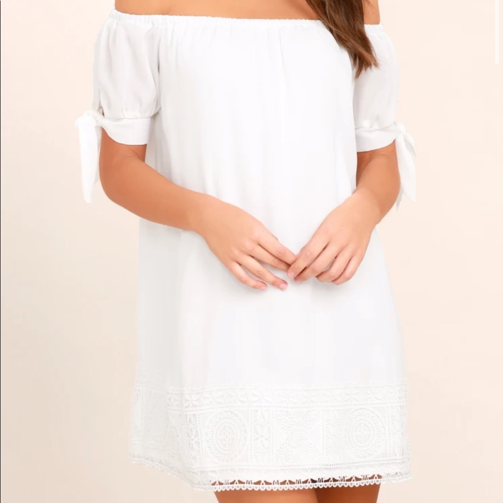 White Lace Off-the-Shoulder Dress